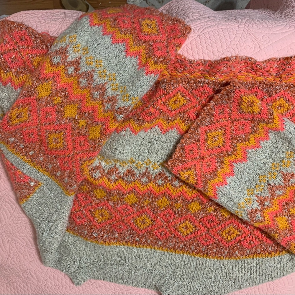 Sincerely Jules Vibrant Knit Sweater - Pink, Orange, Yellow, Gray